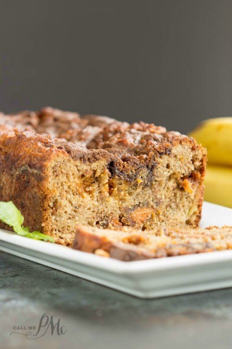 Nutella Swirled Peanut Butter Roasted Banana Bread