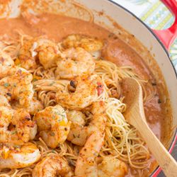 Shrimp Pasta in Spicy New Orleans Tomato Cream Sauce